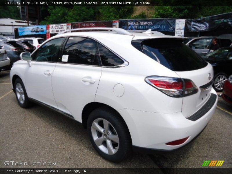 Starfire White Pearl / Saddle Tan/Espresso Birds Eye Maple 2013 Lexus RX 350 AWD