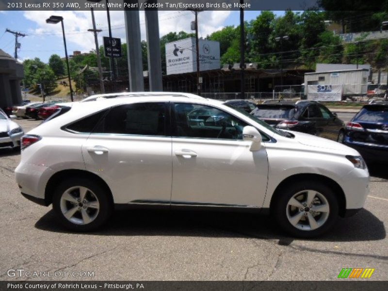 Starfire White Pearl / Saddle Tan/Espresso Birds Eye Maple 2013 Lexus RX 350 AWD