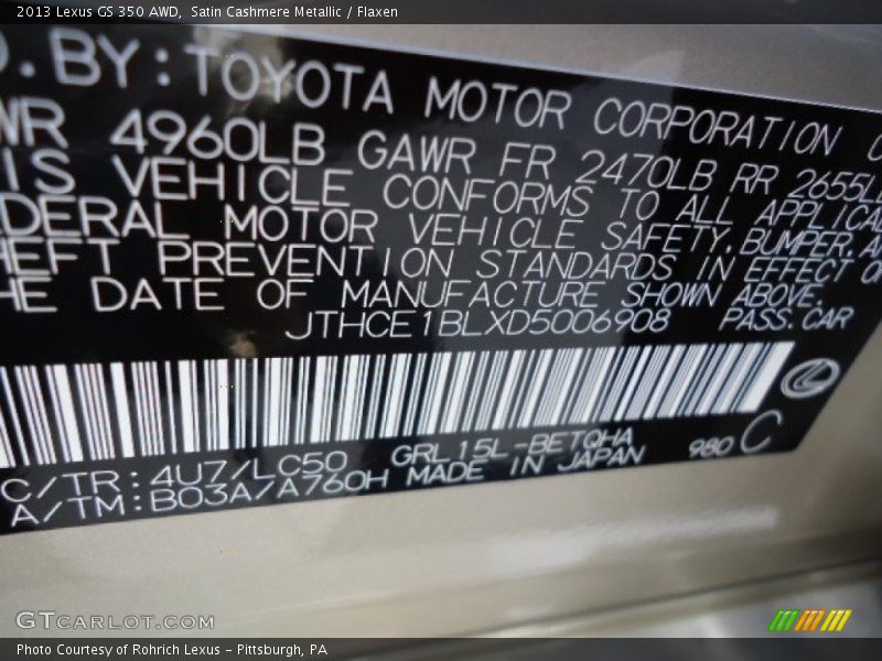 4U7 - 2013 Lexus GS 350 AWD