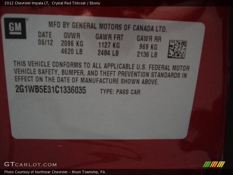 Crystal Red Tintcoat / Ebony 2012 Chevrolet Impala LT
