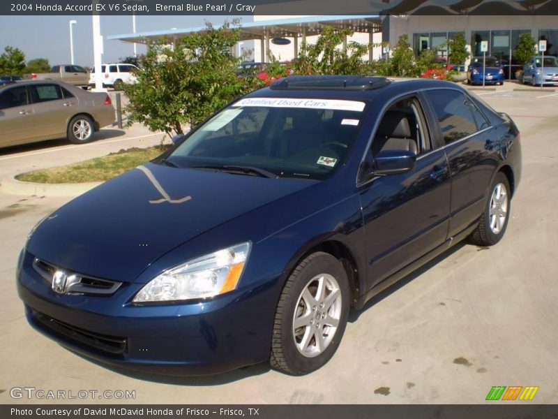 Eternal Blue Pearl / Gray 2004 Honda Accord EX V6 Sedan