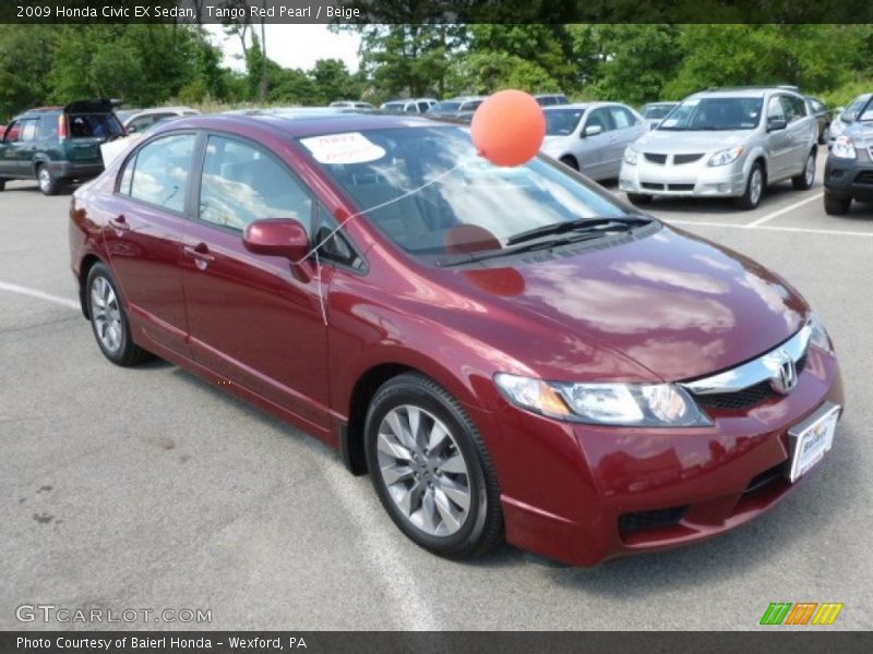 Tango Red Pearl / Beige 2009 Honda Civic EX Sedan