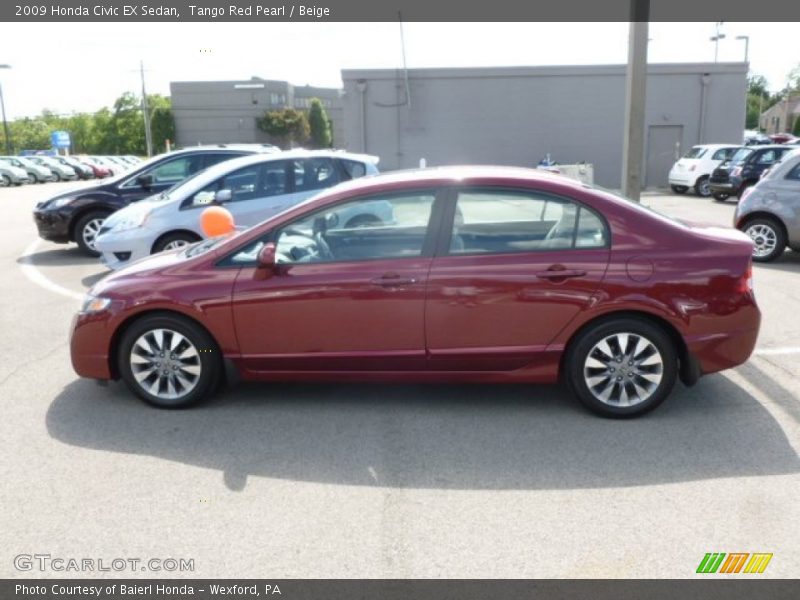 Tango Red Pearl / Beige 2009 Honda Civic EX Sedan