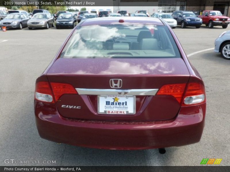 Tango Red Pearl / Beige 2009 Honda Civic EX Sedan