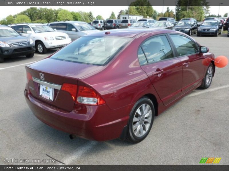Tango Red Pearl / Beige 2009 Honda Civic EX Sedan