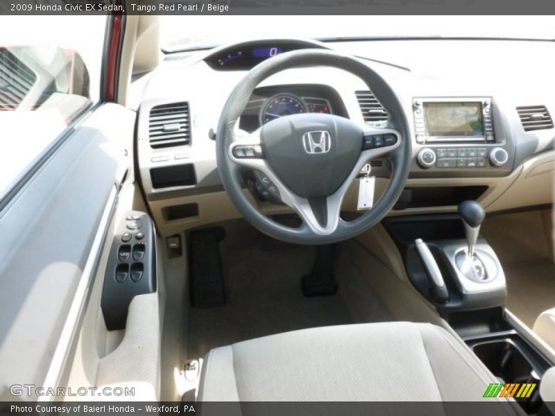 Tango Red Pearl / Beige 2009 Honda Civic EX Sedan