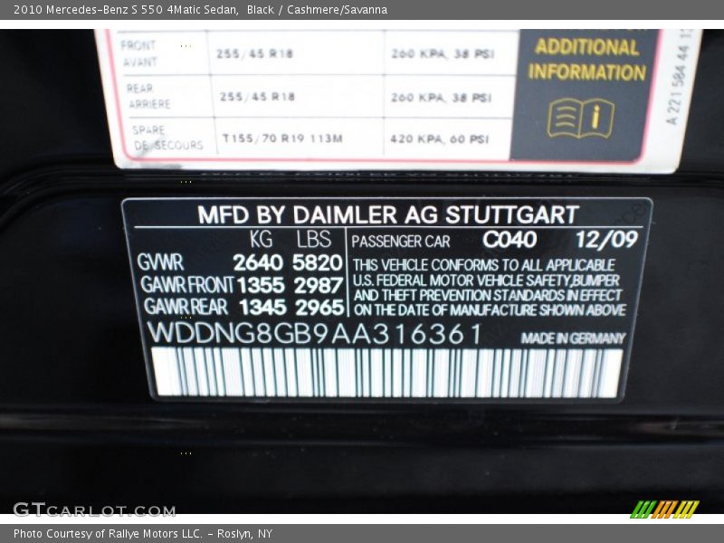 Black / Cashmere/Savanna 2010 Mercedes-Benz S 550 4Matic Sedan