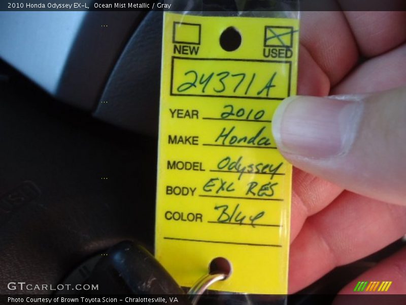 Ocean Mist Metallic / Gray 2010 Honda Odyssey EX-L