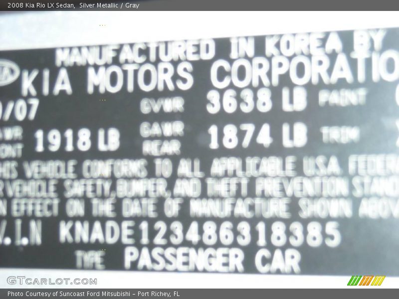 Silver Metallic / Gray 2008 Kia Rio LX Sedan