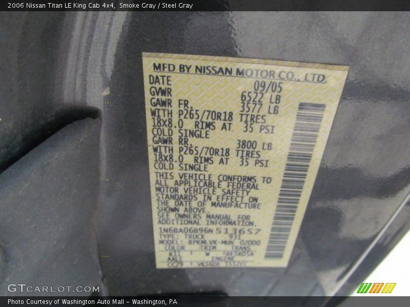 Smoke Gray / Steel Gray 2006 Nissan Titan LE King Cab 4x4