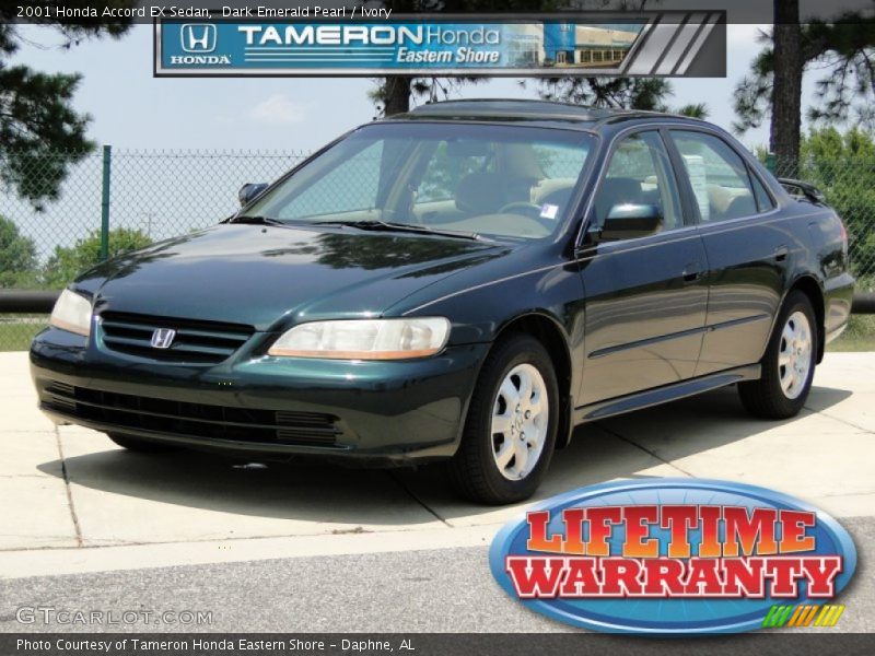 Dark Emerald Pearl / Ivory 2001 Honda Accord EX Sedan