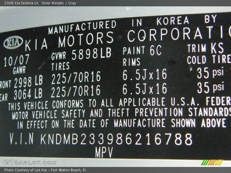Silver Metallic / Gray 2008 Kia Sedona LX