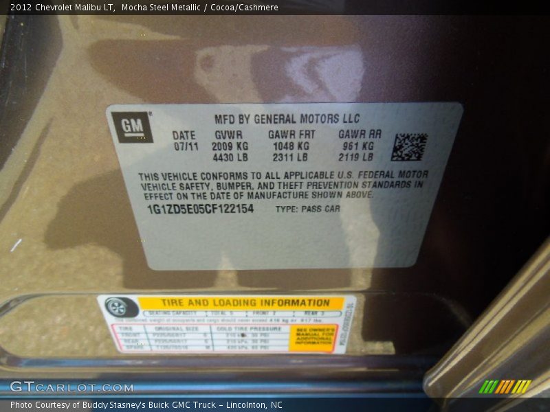 Mocha Steel Metallic / Cocoa/Cashmere 2012 Chevrolet Malibu LT