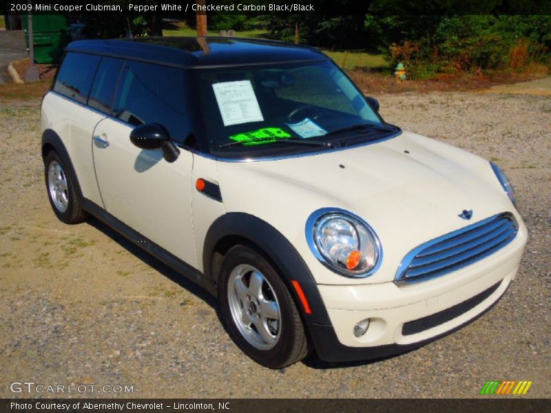 Pepper White / Checkered Carbon Black/Black 2009 Mini Cooper Clubman