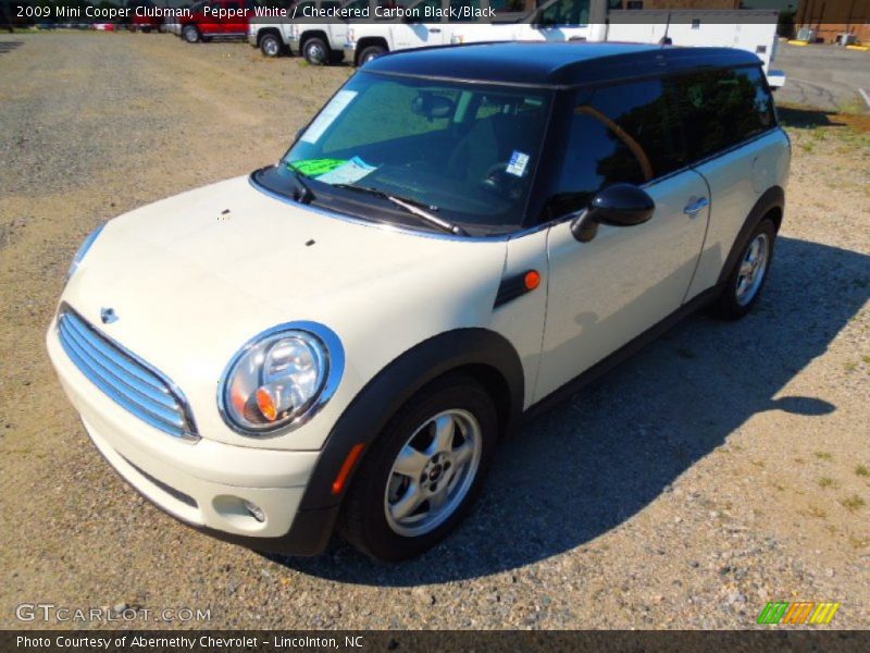 Pepper White / Checkered Carbon Black/Black 2009 Mini Cooper Clubman