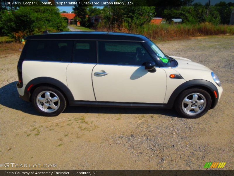 Pepper White / Checkered Carbon Black/Black 2009 Mini Cooper Clubman