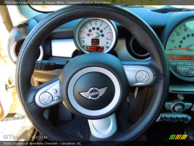Pepper White / Checkered Carbon Black/Black 2009 Mini Cooper Clubman