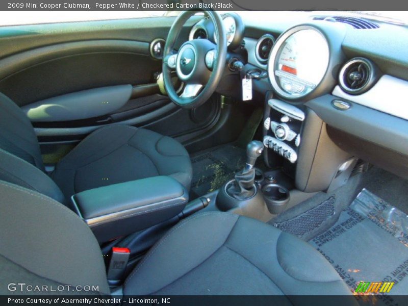 Pepper White / Checkered Carbon Black/Black 2009 Mini Cooper Clubman