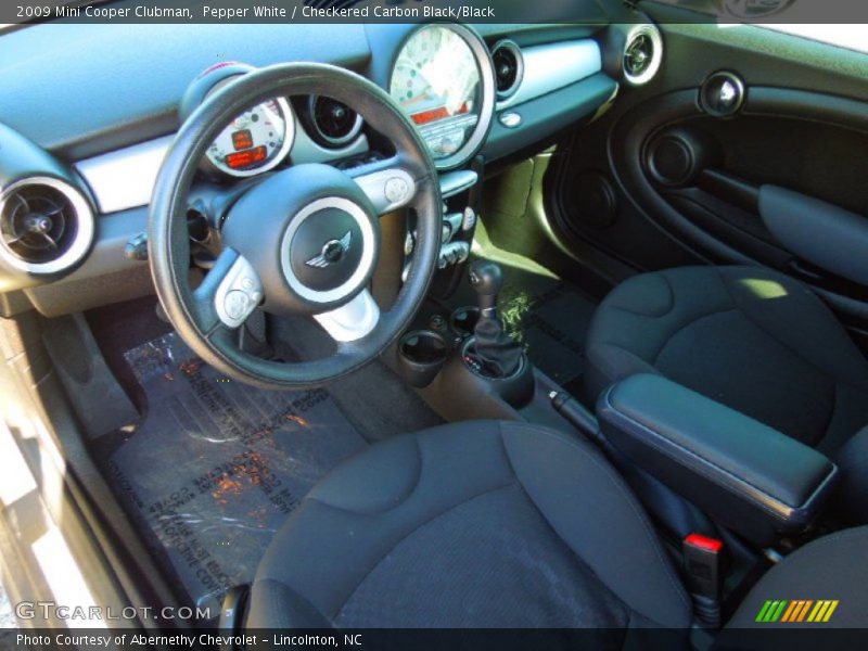 Pepper White / Checkered Carbon Black/Black 2009 Mini Cooper Clubman