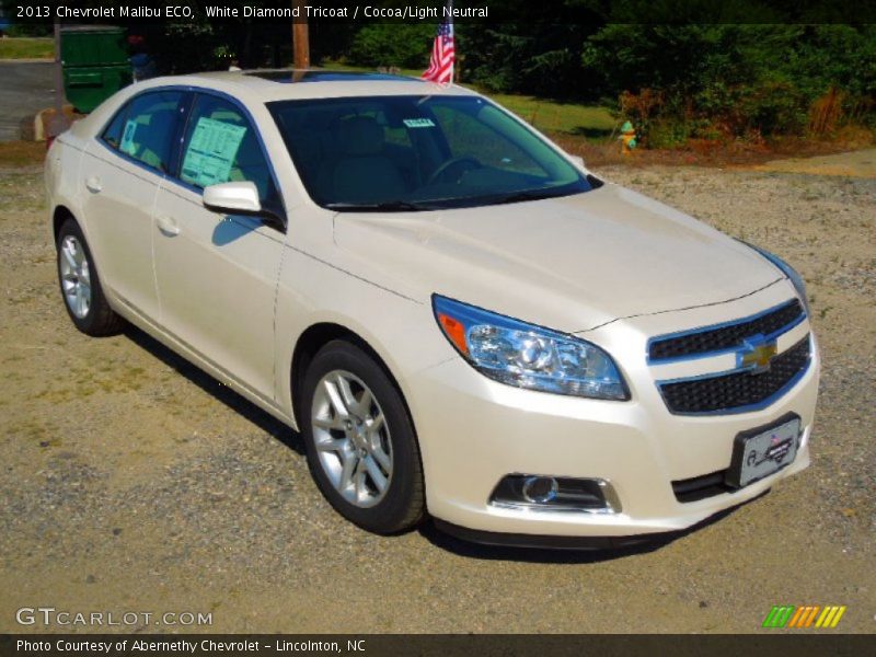 White Diamond Tricoat / Cocoa/Light Neutral 2013 Chevrolet Malibu ECO