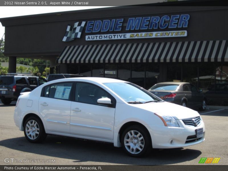 Aspen White / Charcoal 2012 Nissan Sentra 2.0 S