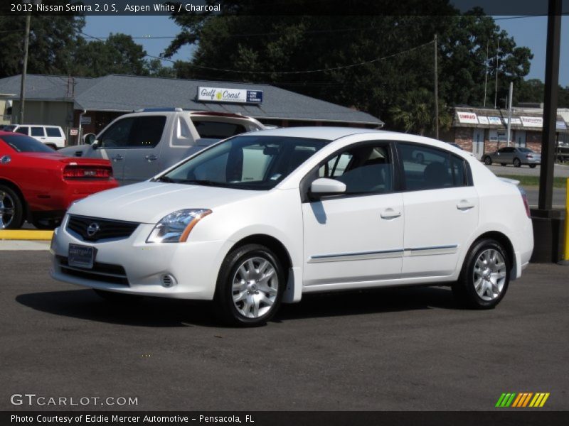 Aspen White / Charcoal 2012 Nissan Sentra 2.0 S