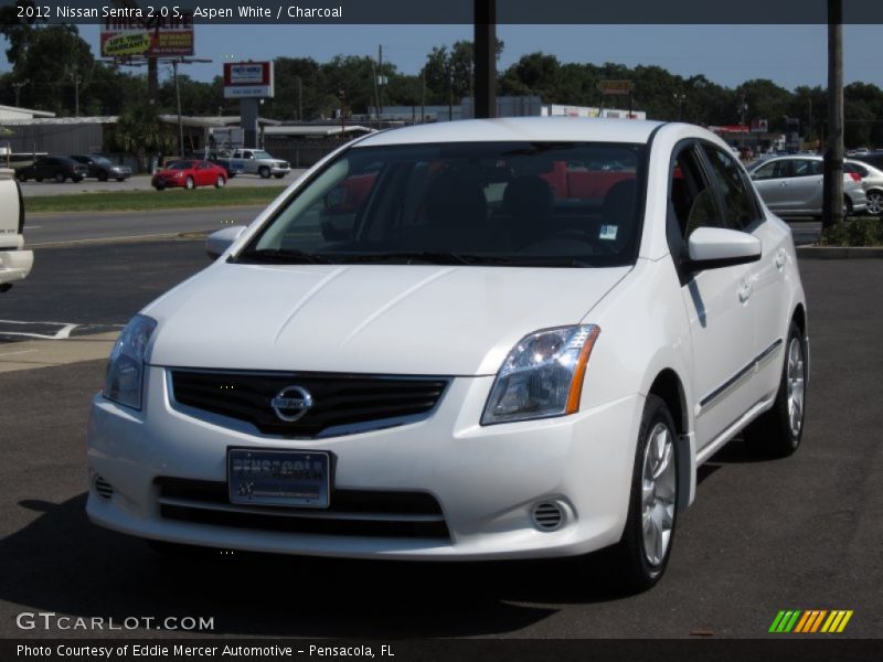 Aspen White / Charcoal 2012 Nissan Sentra 2.0 S