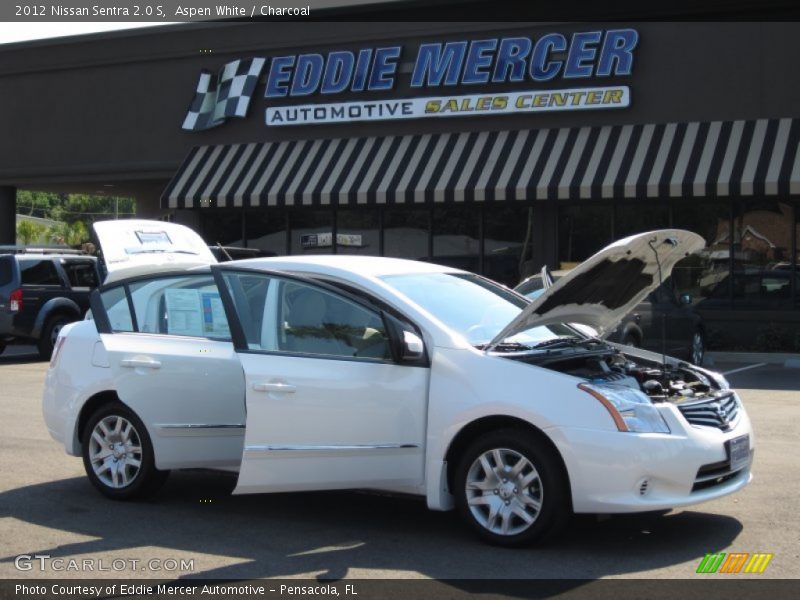Aspen White / Charcoal 2012 Nissan Sentra 2.0 S