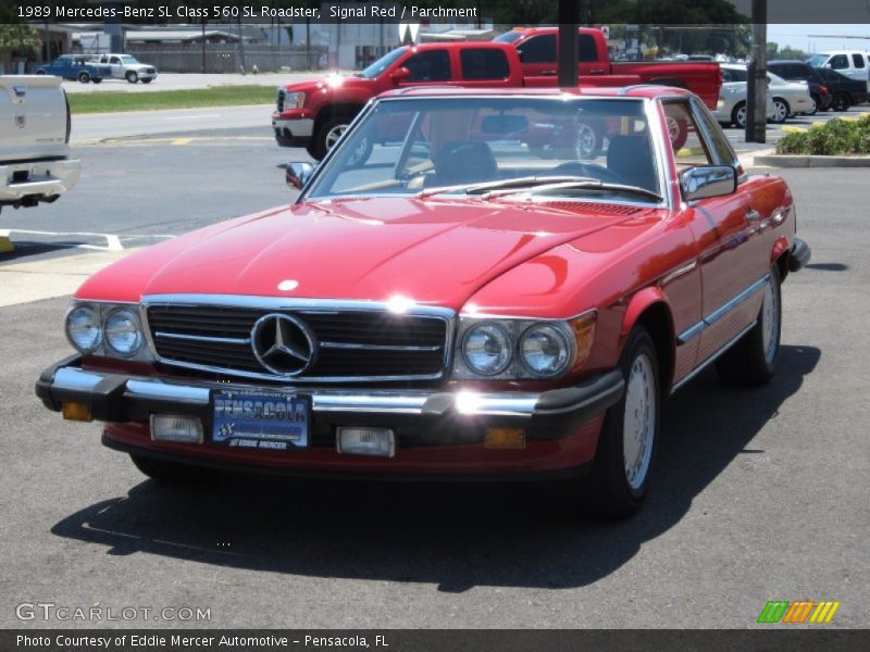 Signal Red / Parchment 1989 Mercedes-Benz SL Class 560 SL Roadster