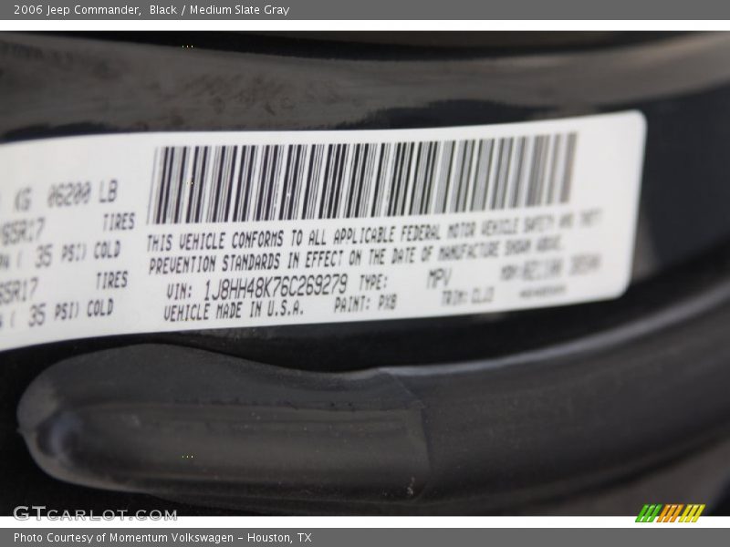 Black / Medium Slate Gray 2006 Jeep Commander