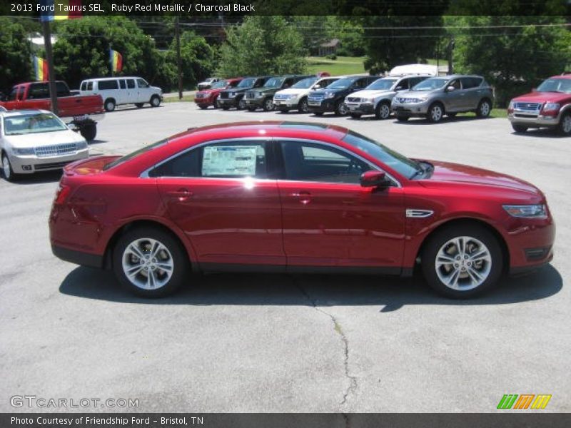 Ruby Red Metallic / Charcoal Black 2013 Ford Taurus SEL