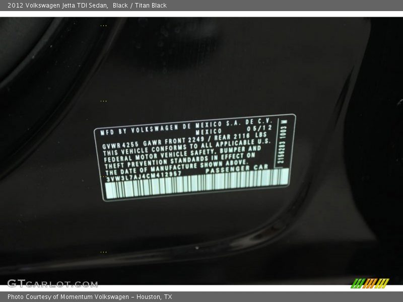 Black / Titan Black 2012 Volkswagen Jetta TDI Sedan