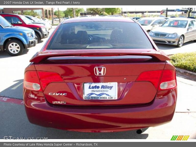 Tango Red Pearl / Ivory 2007 Honda Civic LX Sedan