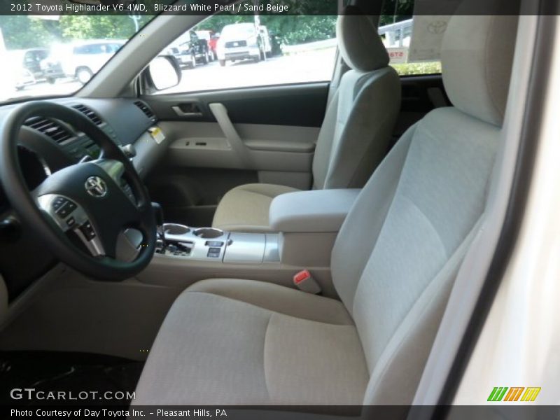 Blizzard White Pearl / Sand Beige 2012 Toyota Highlander V6 4WD
