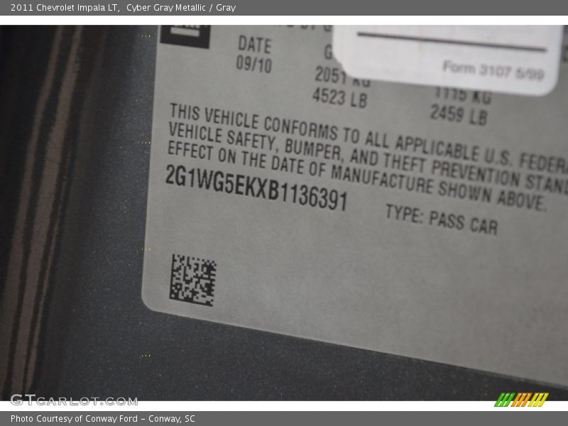 Cyber Gray Metallic / Gray 2011 Chevrolet Impala LT