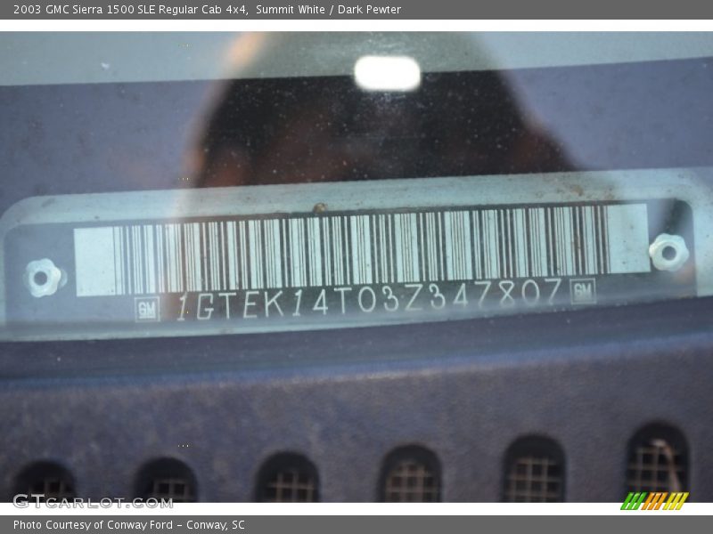 Summit White / Dark Pewter 2003 GMC Sierra 1500 SLE Regular Cab 4x4