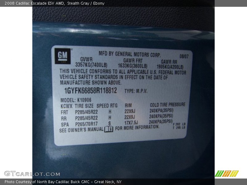 Stealth Gray / Ebony 2008 Cadillac Escalade ESV AWD