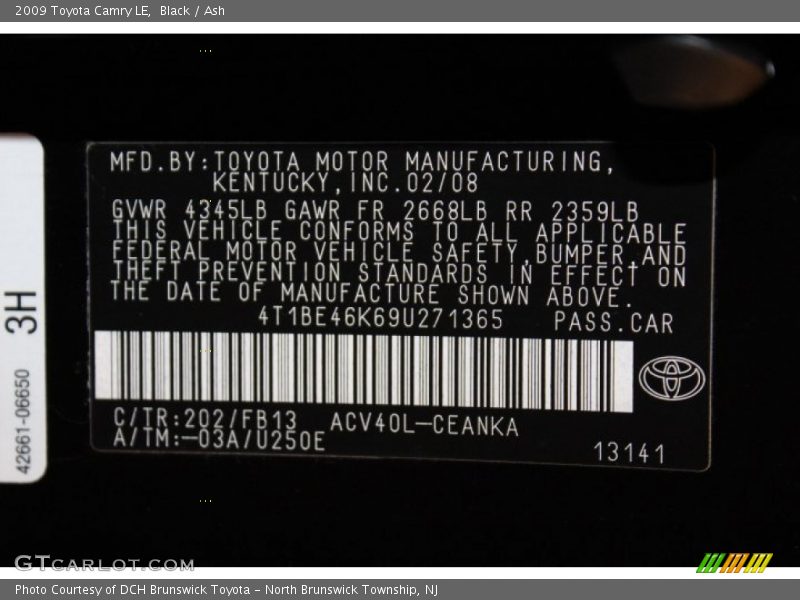 Black / Ash 2009 Toyota Camry LE