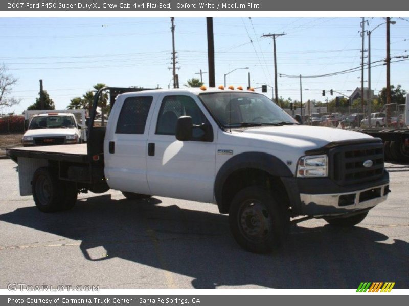 Oxford White / Medium Flint 2007 Ford F450 Super Duty XL Crew Cab 4x4 Flat Bed