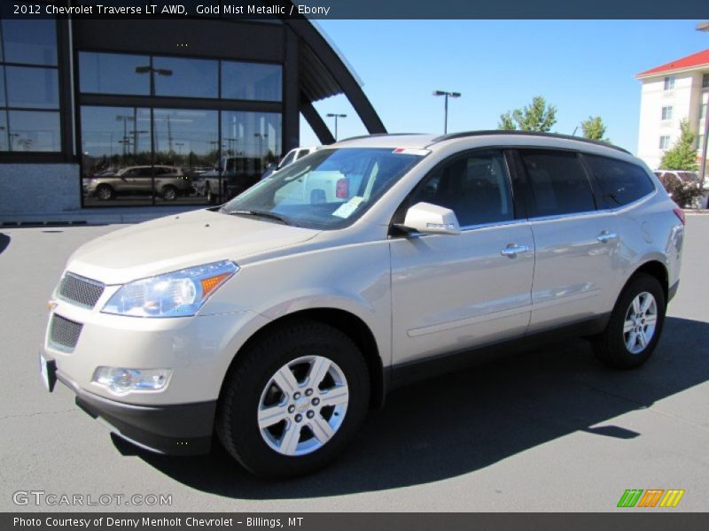 Gold Mist Metallic / Ebony 2012 Chevrolet Traverse LT AWD