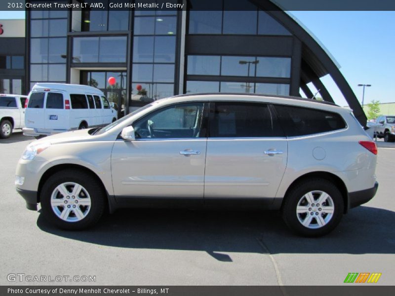 Gold Mist Metallic / Ebony 2012 Chevrolet Traverse LT AWD