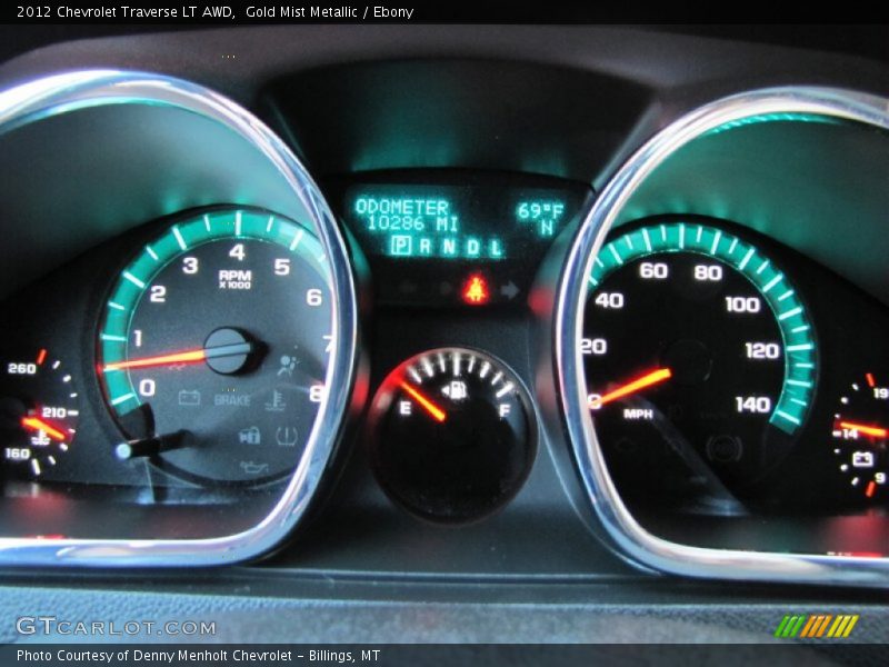 Gold Mist Metallic / Ebony 2012 Chevrolet Traverse LT AWD