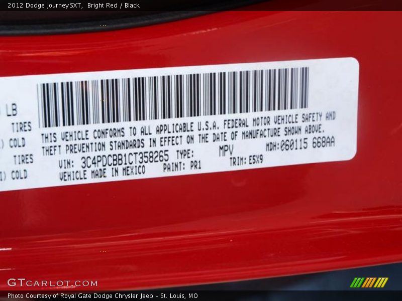 Bright Red / Black 2012 Dodge Journey SXT