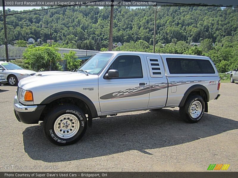 Silver Frost Metallic / Dark Graphite/Blue 2003 Ford Ranger FX4 Level II SuperCab 4x4