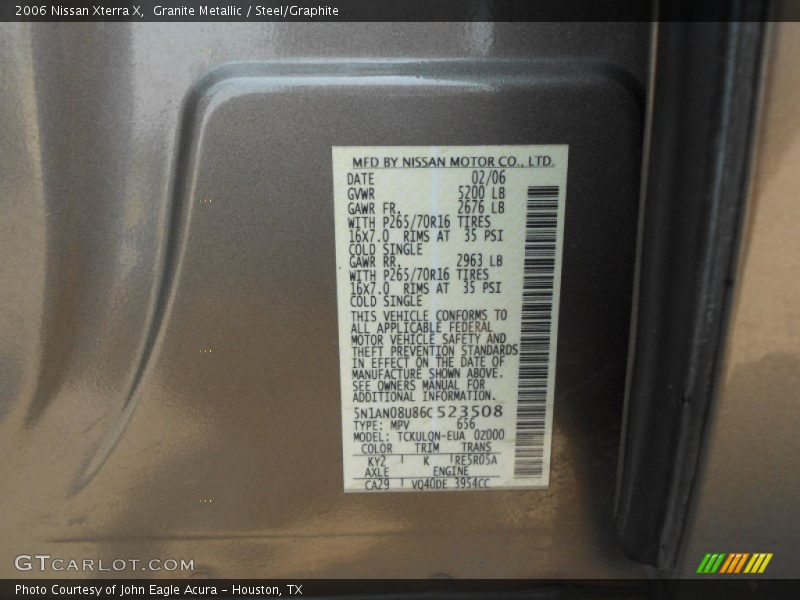 Granite Metallic / Steel/Graphite 2006 Nissan Xterra X