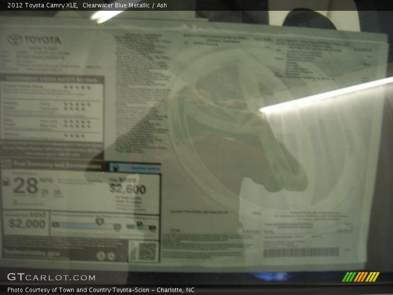 Clearwater Blue Metallic / Ash 2012 Toyota Camry XLE