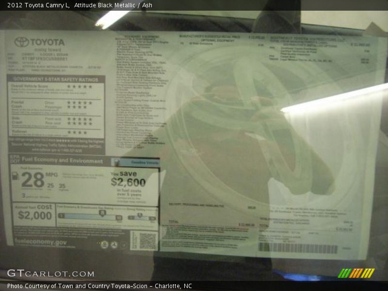 Attitude Black Metallic / Ash 2012 Toyota Camry L