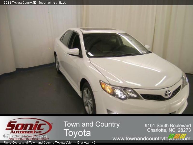 Super White / Black 2012 Toyota Camry SE