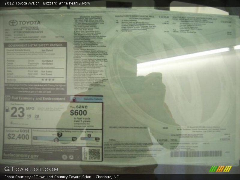 Blizzard White Pearl / Ivory 2012 Toyota Avalon