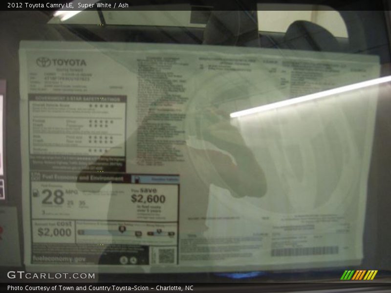 Super White / Ash 2012 Toyota Camry LE